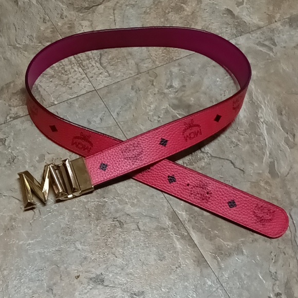 pink mcm belt